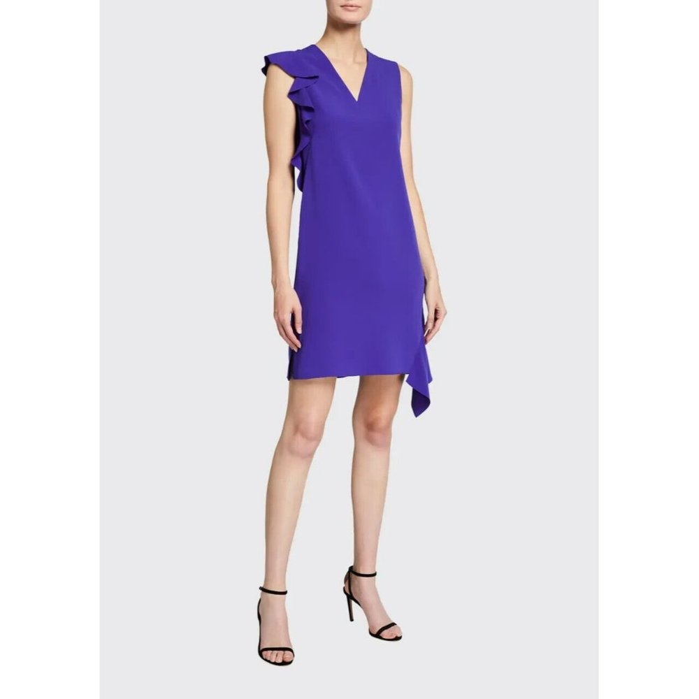 NWT Akris Punto Purple Crepe Cascading Ruffle Dress 4